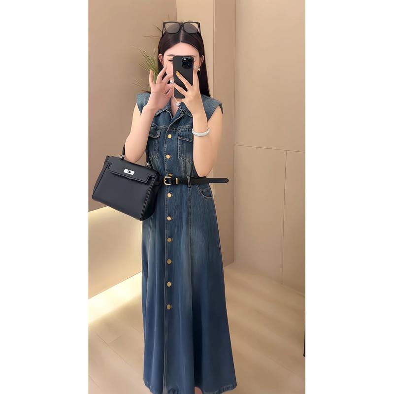 レディース 衣装 夏 無袖 レトロ  色つや シングル名取り草 ロング丈 心地好い 普段使い走り 冷やりとした ゆったり影ぼうし