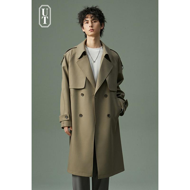 トレンチコート ユニセックス ゆったり ミドル丈 ドレープ感 シワ抵抗 カジュアル ベルト付き 春秋 アウター 普段使い 軽量 伸縮性