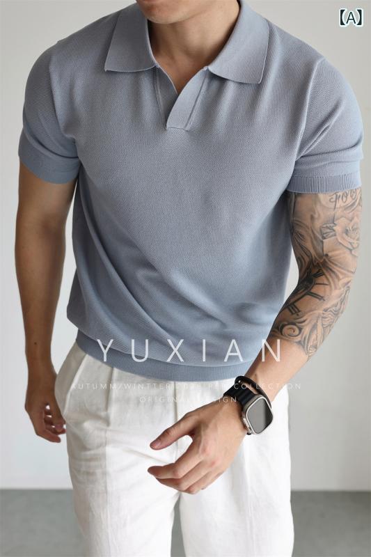 ニット Tシャツ 短袖 Vネック ボートネック 接触冷感 通気性 レトロ ビーズ調 無地 夏用 カジュアル ビジネス 普段使い 軽量 吸湿速乾 トップス メンズ