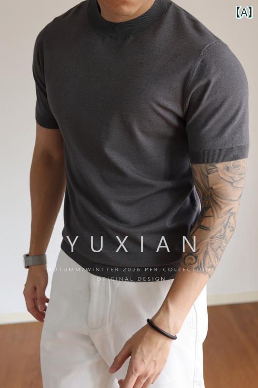 Tシャツ メンズ ニット 短袖 クルーネック ドレープ 通気性 抗シワ カジュアル ビジネス 通勤用 春夏 トップス アメリカンスタイル 滑らかな 落ち感 快適 普段使い