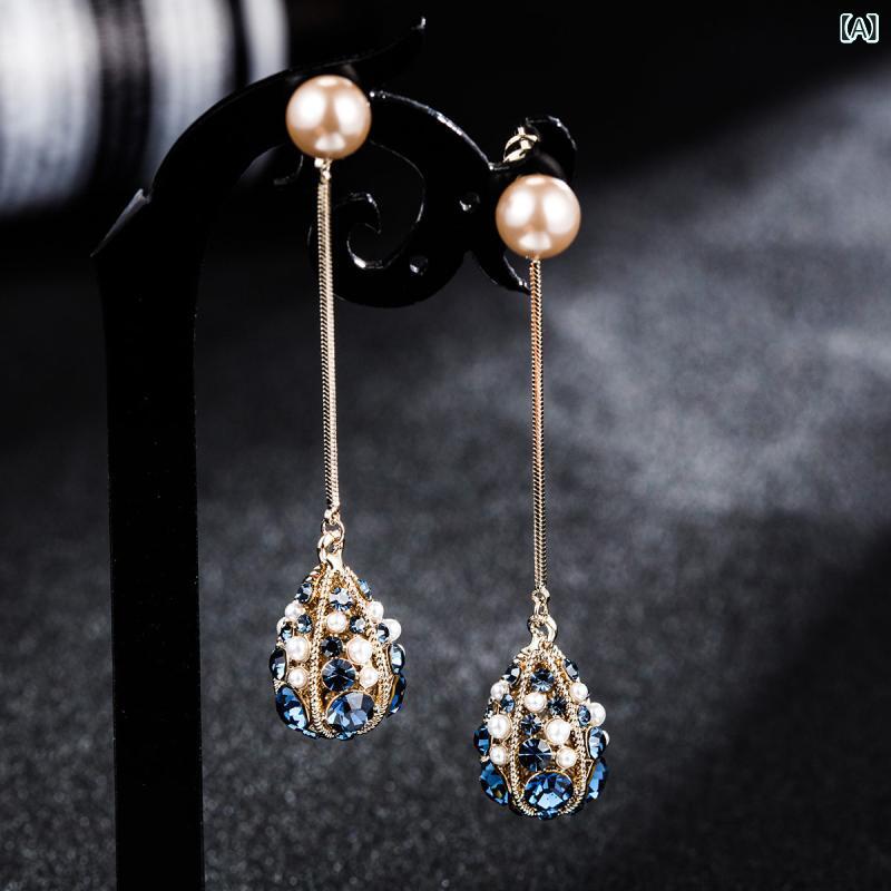 レディース イヤリング レトロ バロック ロング フリンジ ドロップ 高級感 春夏 耳飾り スタイリッシュ アクセサリー 女性用 耳夾 潮