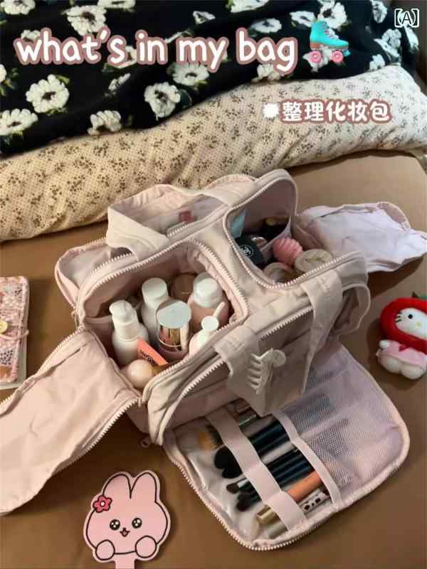 化粧ポーチ 女性用 大容量 旅行用 洗面具 収納 仕切り付き コンパクト 持ち運び メイク用品 トイレタリー バッグ ポーチ