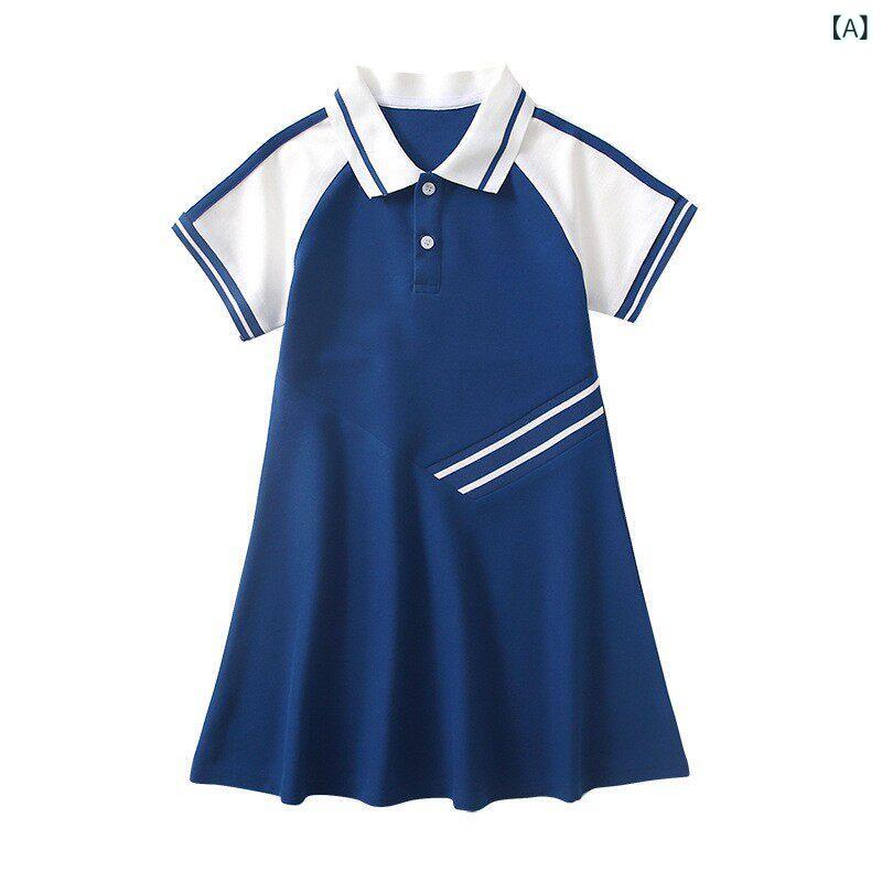 子供服 キッズ 夏用 ゴルフウェア 半袖 ポロシャツ 通気性 吸湿速乾 軽量 ストレッチ UVカット 男の子用 短パン 女の子用 ワンピース ミニスカート セット