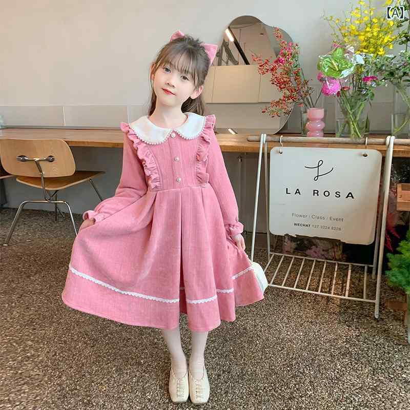 女の子用 プリンセス ワンピース ドレス 秋 子供 おしゃれ スタイリッシュ ガールズ ファッション かわいい フレア スカート