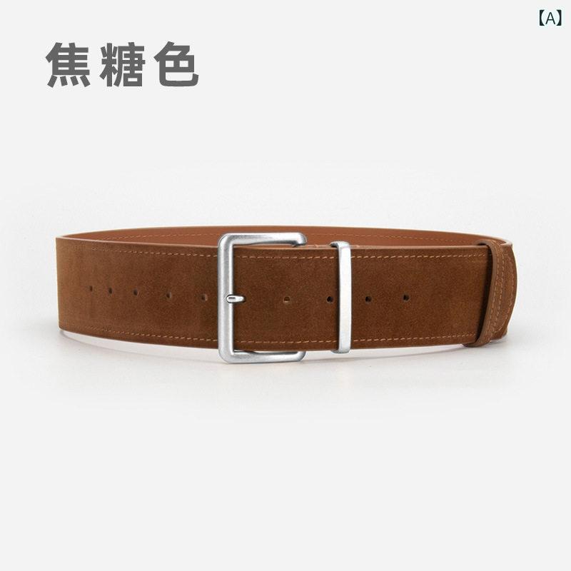 レディース ベルト ブラウン スエード レトロ ワイド ウエスト 革 スカートコーデ 装飾 汎用 普段使い ラフスタイル