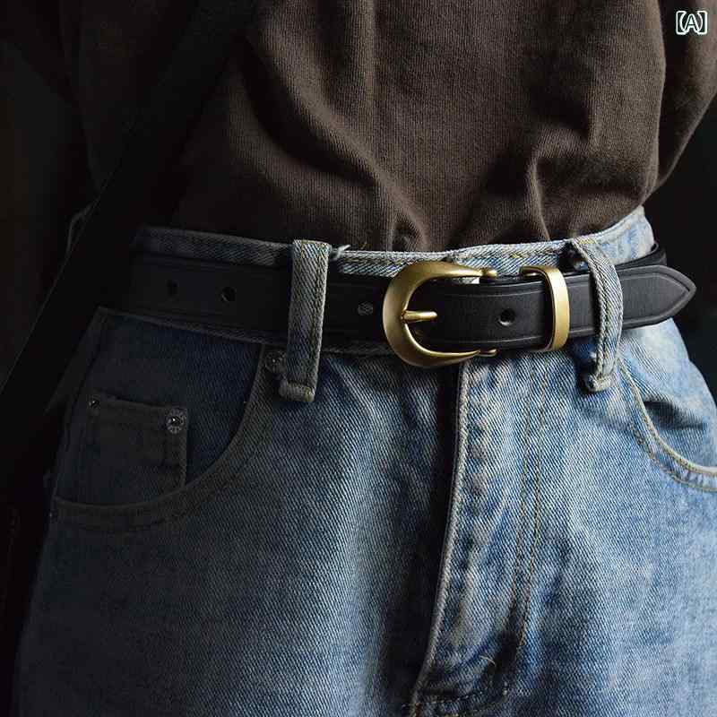胴締め レディース レトロ 馬蹄型 バックル  革 ジーンズ風 分かりやすい もの柔らか原料品 心地よい 普段使い走り 汎用 牛皮 つら構え 軽さ 今めかしい