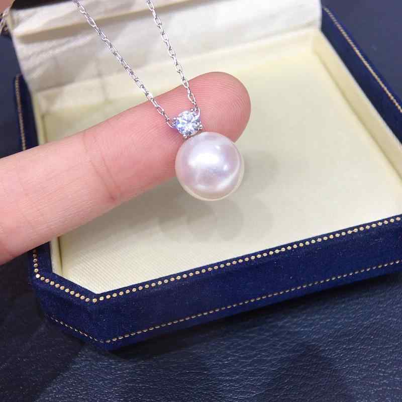 ネックレス 女性用 淡水パール シングルストーン 完璧丸型 光沢パール チェーン S925銀 鎖骨ライン シンプル ジュエリー アクセサリー 淡水パール 輝き 細身 普段使い ギフト クラシック スタイル