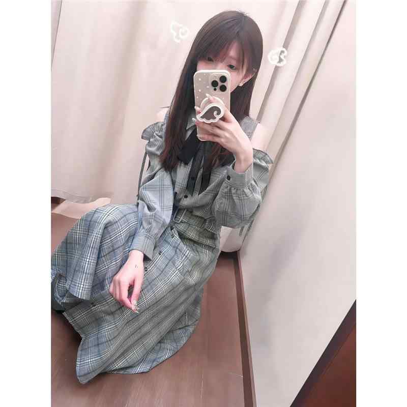 衣装 成人女性用 ヴィンテージ 古着 肩出し 照合のしるし柄 ロングスコート 翰林院 清楚  甘め トップス スコート 綿織物 軽さ 通い 普段使い走り 春夏 心地好い 表現スタイル