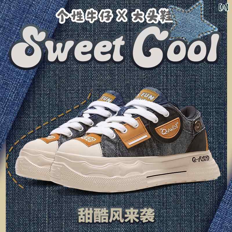 スニーカー お上さん用 秋 帆布原料品 厚底 増高 ラウンドトゥ もの柔らか心魂 学習者用 心地よい 普段使い走り 通学 デイリー 表どおり表現スタイル