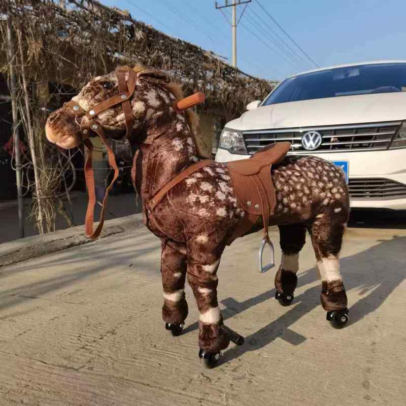 木馬 子供用 かわいい プラッシュ 馬 玩具 乗馬 リアル 機械式 室内遊び 柔らかい素材 安全 ぬいぐるみ風 運動 補助