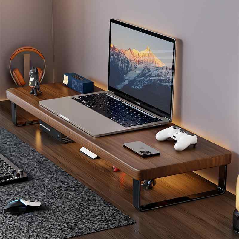ノートPCスタンド 木製 昇降式 冷却ベース 卓上 空中サポート ラップトップ キーボード収納 タブレット対応 多機能 デスク 収納ラック オフィス 学生寮用
