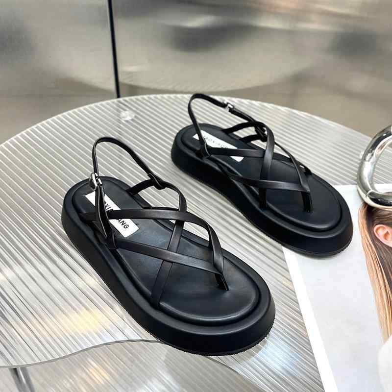 サンダル レディース 厚底 トング 革 白 夏用 ビーチ ローマ 脚長 ファッション 軽量 快適 普段使い