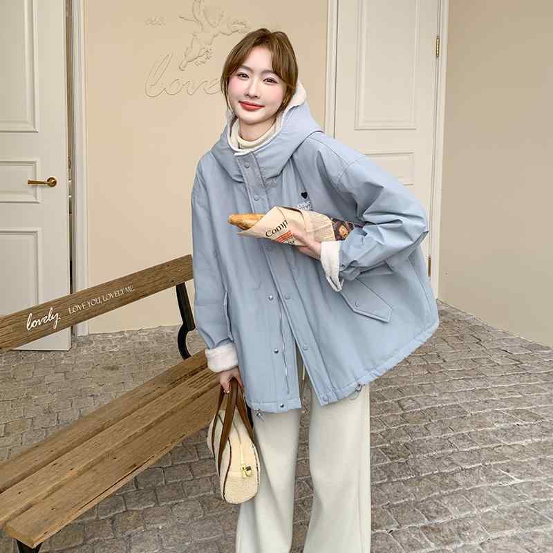 レディース 秋冬 ミリタリーコート 羊毛 ボア 加工 ゆったり シルエット 加厚 暖か フリース 裏地 韓国スタイル リラックス 防寒 アウター