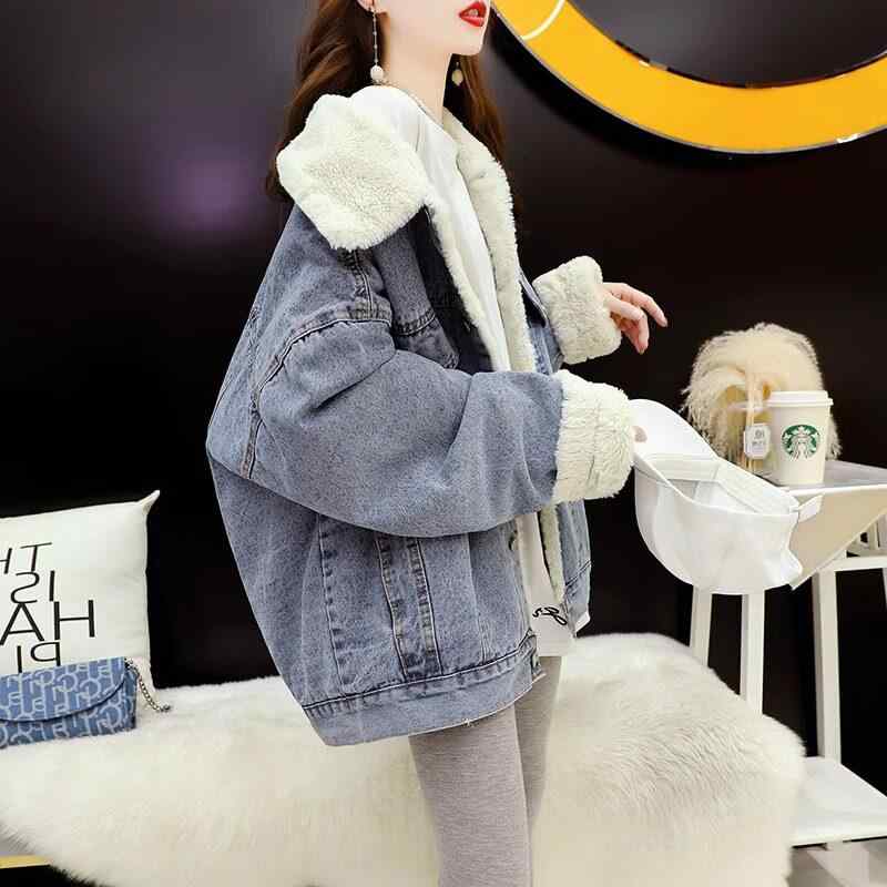 レディース デニムコート 冬用 羊毛 綿 高級感 カジュアル ゆったり フィット フリースライニング 厚手 パディング 暖か アウター 普段使い ストレッチ 柔らかい 着心地 良い コットン混 デニム生地
