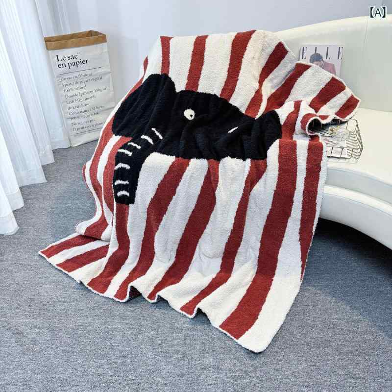 ブランケット ストライプ 小象柄 片面 フランネル オフィス 昼寝用 ソファ カバー エアコン ショール かわいい 柔らかい 素材 軽量 夏 用