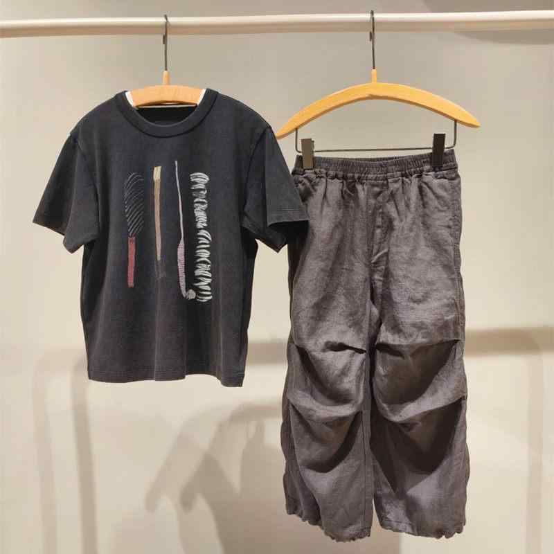 キッズ 春夏 ゆったり カジュアル ワイドレッグ パンツ 麻 通気性 男女兼用 フィット 長ズボン 子供服 リラックスウェア アウトドア