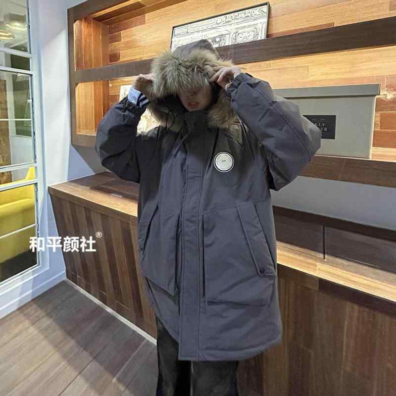 落ちこむパーカー 男女有りの実 中長丈 ラッコ毛ボンネット 保温厚地の外套 細工物隠し 秋冬用 情の籠もった 軽さ ナイロン原料品 ミリタリー表現スタイル