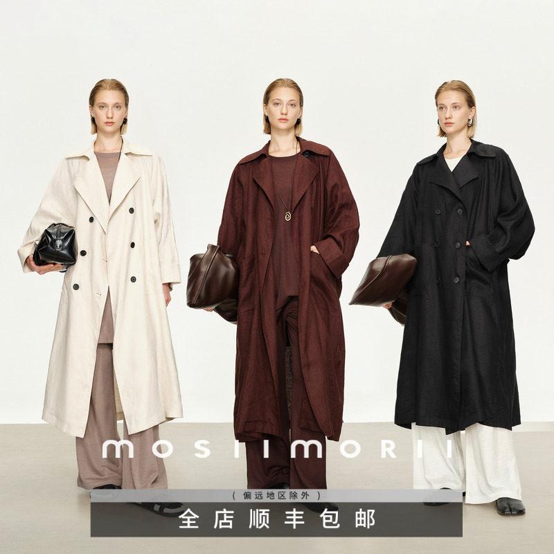 レディース 麻 中長丈 トレンチコート 白 御前上等感 ゆったり風 伸び伸びする表現スタイル 心地よい アウター 軽さ 普段使い