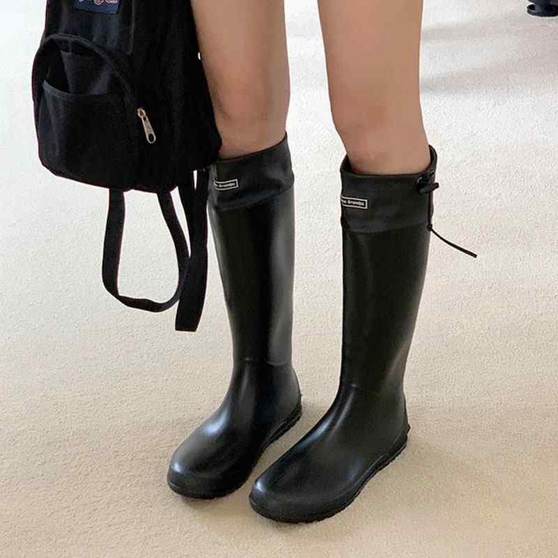 レディース 黒いこと ロングブーツ 雨靴 アウトドア 雨合羽 防滑 夏用 ご機嫌撥ねのける 乗馬者表現スタイル 軽さ 伸縮性