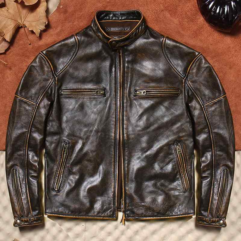 メンズ ライダースジャケット 革 牛革 ビンテージ加工 スリムフィット ショート丈 アウター 革ジャン カジュアル 高級感 ストリートファッション