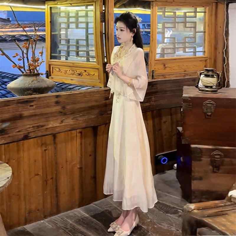 ワンピース 女性用 夏 小花柄 ノースリーブ Aライン ロング ゆったりシルエット 優しい雰囲気 涼しい ウエストシェイプ 軽量 吸湿速乾 日常使い