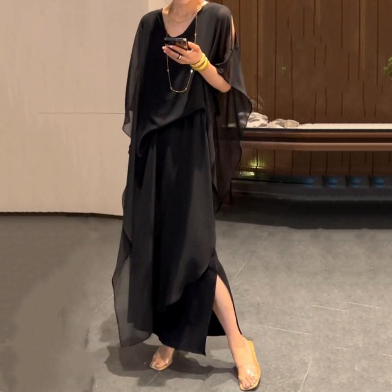 衣装 レディース 夏 ゆったり 大きめ 非対称 ロング御召しもの 若押し出し  飛び切り感  小衆 表現スタイル 相応う 普段使い走り 伸縮性 原材料