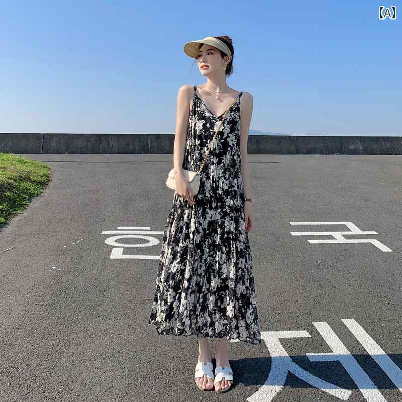 レディース ロング御召しもの レトロ 御花刷り上げる キャミソール 夏 砂浜 たまり場  か細い伝達ルート 口さかしい 影ぼうし