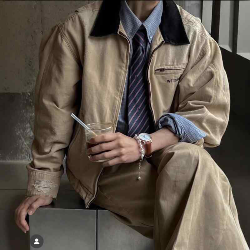 秋冬 ユニセックス 牛仔ジャケット コート 復古 ビンテージ 加工 ウォッシュド 破れ ストリートファッション ストリートスタイル デニム 素材 軽量 伸縮性 ハイウエスト ビッグシルエット ブラック ダークブルー グレー ミッドナイト ブラウ