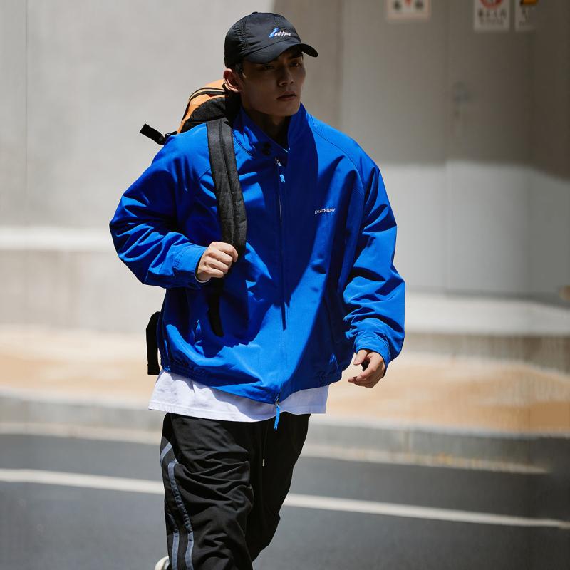 メンズ 上衣 レトロ ハリントン 防風 雨合羽 刺しゅう 両面 ファスナー 役立つこと性 アウトドア 軽さ コーチ職 表現スタイル 通い 普段使い走り 綿織物 混 原料品 黒いこと 薄墨色 米国海軍 色