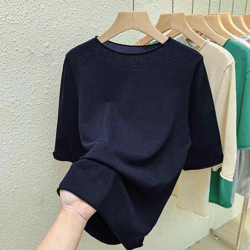 Tシャツ レディース 半袖 大きめサイズ 接触冷感 ゆったり 薄手 ニット トップス 夏用 ビッグシルエット 軽量 カジュアル 普段使い 吸湿速乾 伸縮性