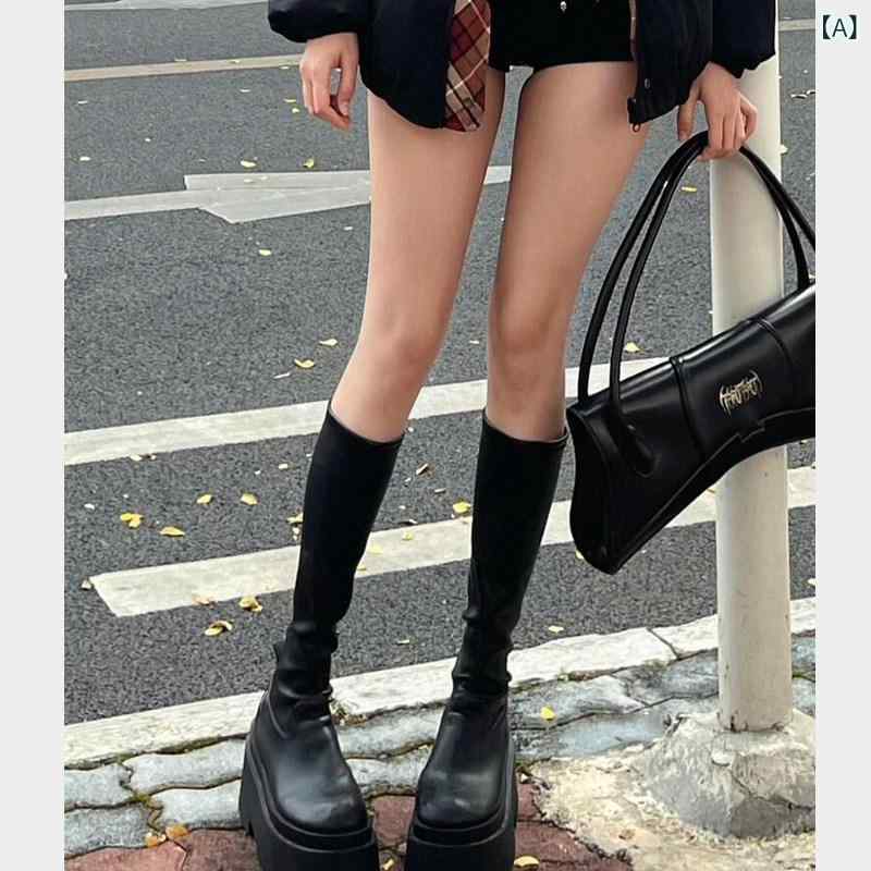 ロングブーツ レディース 厚底 秋冬 黒いこと 弾力性性 か細い 御機嫌とり捨てる 馬乗り表現スタイル 伸縮原料品 心地よい 好いたらしい 普段使い