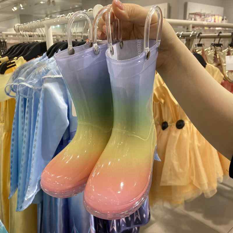 子供用 中筒 雨靴 軽量 防滑 防水 一体成型 虹色 ゴム レインシューズ 大きめサイズ 学生 通学用 ベビー 普段使い