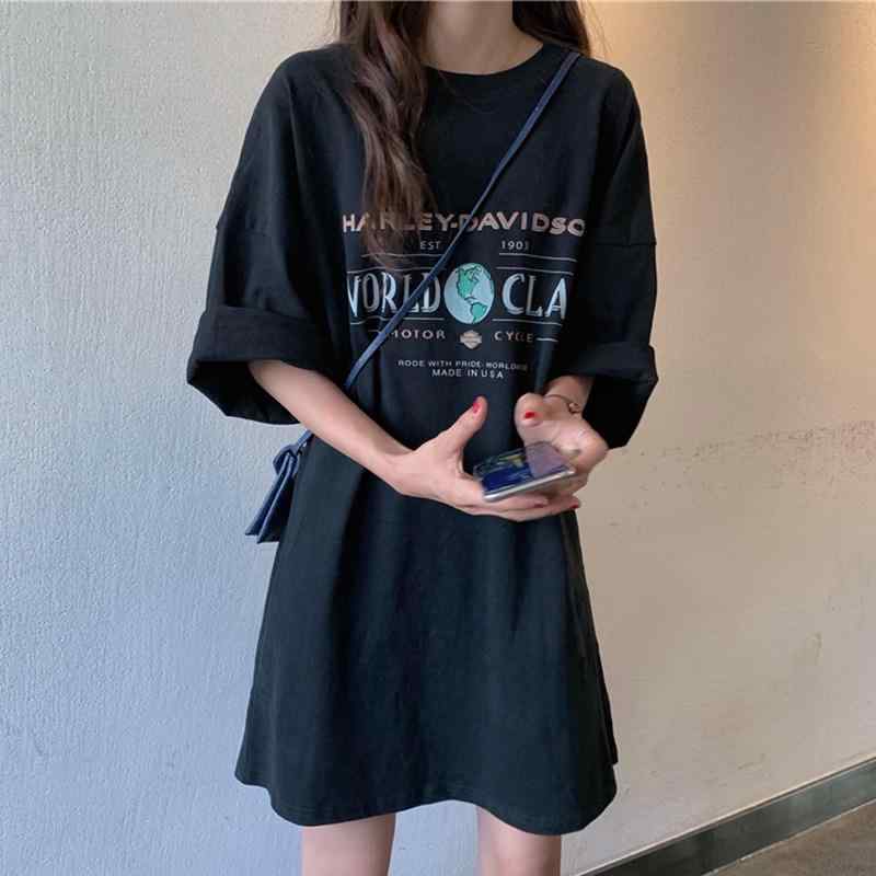 レディース ブラック 短袖 Tシャツ ロング丈 ゆったり 夏用 綿 トップス カジュアル 吸湿速乾 軽量 コットン インナー 普段使い 部屋着 ビッグシルエット Vネック風