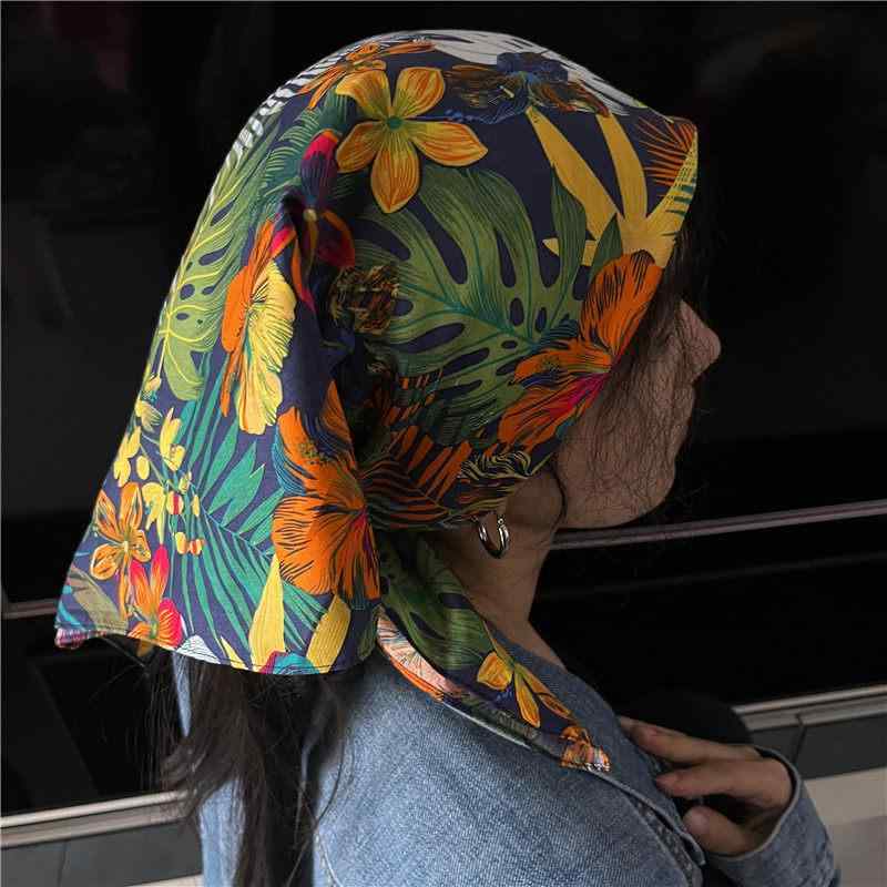 スカーフ 夏 ビーチ風 綿 片面プリント 大判 ヘッドスカーフ チューブトップ ヒップホップ ヘッドアクセサリー ヘアゴム マルチウェイ 軽量 吸湿速乾 カジュアル