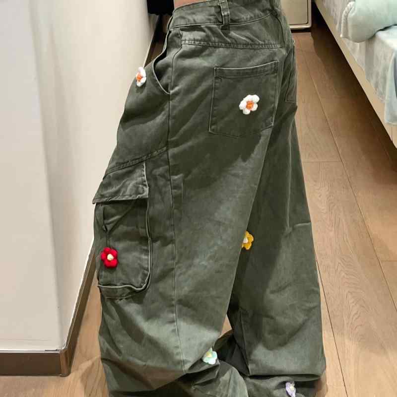 ワイドレッグデニムパンツ メンズ レディース 緑であること 花柄  ヴィンテージ 水洗いする工業 積貨委託貨物 表現スタイル アメリカン レトロ 心地よい 普段使い走り ジーンズ原料品 ゆったり影ぼうし ユニ一発やる コーデし分かりやすい