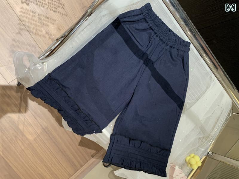 お嬢さん用ズボン下 夏 親子お一揃い 心地よい ゆったり 水玉 フラウンス 無地 相応う 日常使い走り 綿織物混 軽さ 通気性 伸縮性