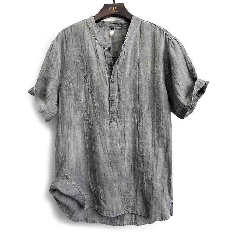 Tシャツ メンズ 立領 半袖 短袖 綿麻 薄手 夏 春夏 中国風 ワイドシルエット ゆったり リラックス 普段使い カジュアル トップス 吸湿速乾 軽量 通気性 アイボリー ベージュ ブラック
