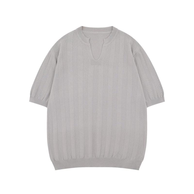 メンズ Tシャツ Vネック 短袖 針織 トップス 綿素材 軽量 通勤用 普段使い カジュアルスタイル ブラック グレー ネイビー ビッグシルエット 夏 春夏 吸湿速乾 伸縮性 高級感 ゆったりフィット シンプル ストリートファッション