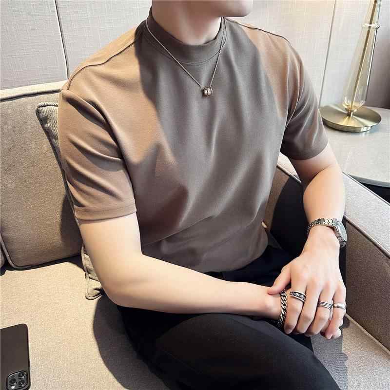 メンズ 半袖Tシャツ トップス 男性用 半袖 丸首 コットン95 綿素材 修身 スリムフィット 快適 伸縮性 弾力 吸湿速乾 通勤用 普段使い 軽量 ブラック グレー カジュアル インナー 打底衫 ベーシック ソフトタッチ