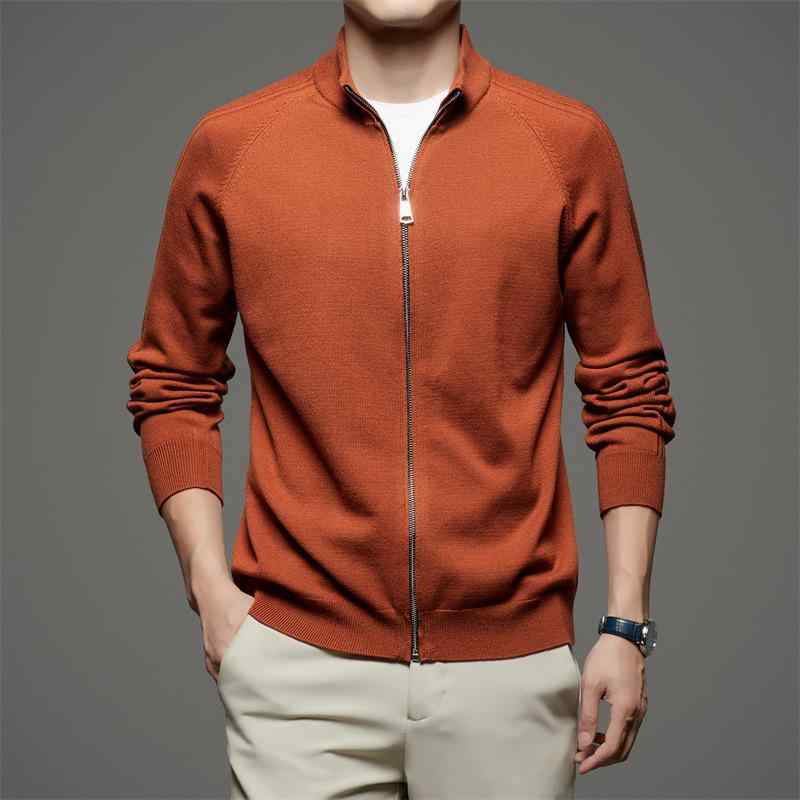 秋冬 メンズ ニット カーディガン 男性用 ファッション 開襟 セーター ミドル レジャー ジップアップ フードレス ニット 軽量 暖か コットン混 ゆったり シルエット ロング丈 トップス アウター ジャケット セーター 普段使い 通