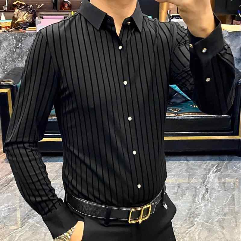 メンズ ビジネス シャツ トップス 春秋 長袖 ビジネス カジュアル フランネル プリント 修身 スリムフィット スタンドカラー 軽量 コットン 混紡 吸湿速乾 通勤 普段使い グレー ネイビー ブラック ベージュ ストレッチ 快適 スタイリッシュ