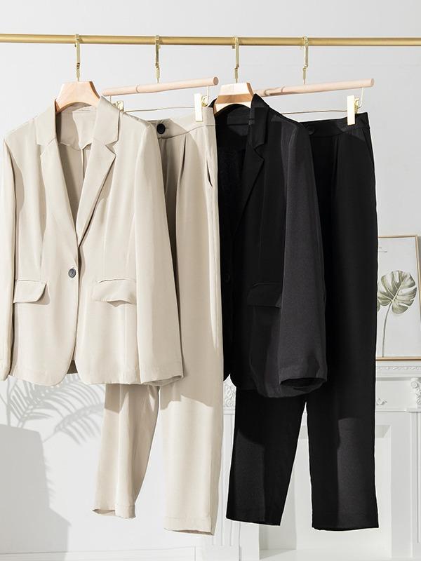 秋冬 女性用 小西装 セット 真? 桑蚕? コート トップス ロングスリーブ 通勤用 普段使い 軽量 高級感 シルク素材 セットアップ ジャケット スカート 組み合わせ 9,862円