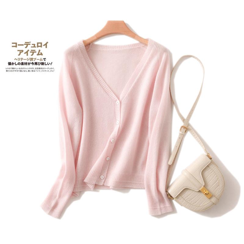レディース Vのど首 ジレー 薄っぺら 編み物  ゆったり 短丈 トップス 春夏 もの柔らか 原料品 軽さ 伸縮性
