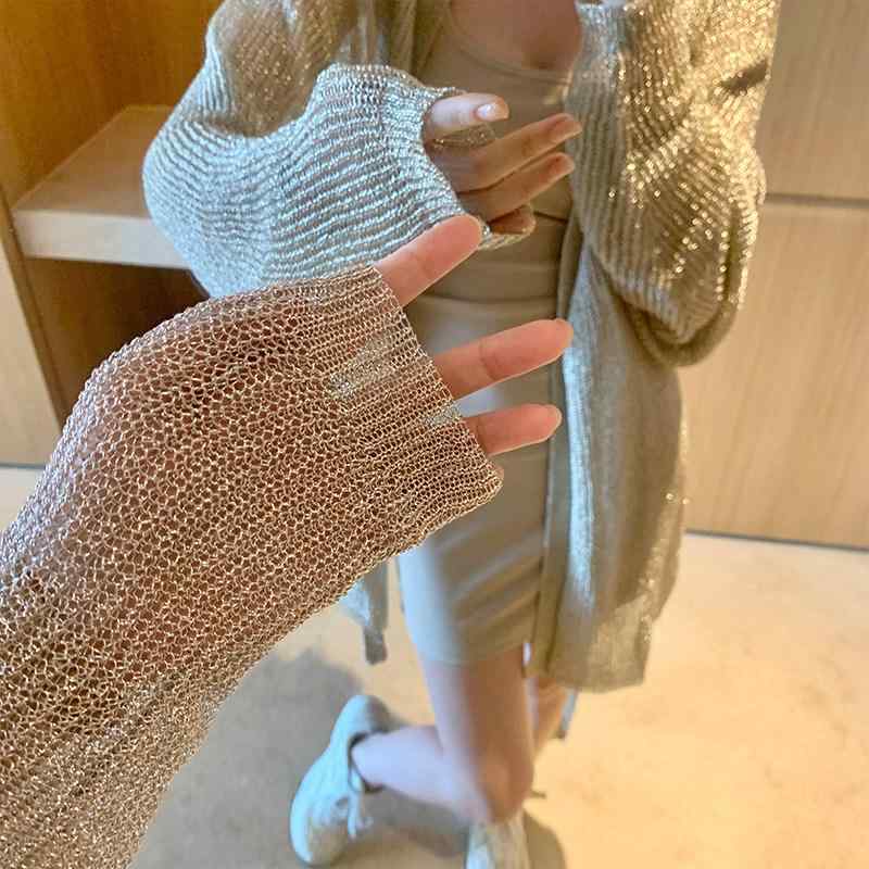 レディース 春夏 ゴールド 澄み切った感 薄っぺら 軽さ 編み物 UV撥ねのける 防紫外線 ジレー 日常使い走り アウトドア 好いたらしい 亭主もち流行り物