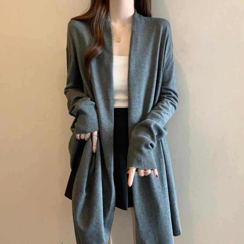 レディース ニット カーディガン グレー 薄手 中長丈 春夏 UVカット 大きめサイズ 軽量 アウター トップス 防風 日常使い