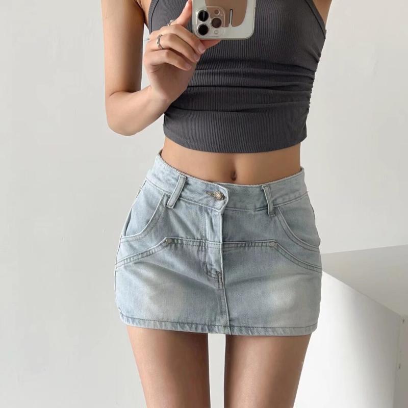 デニムスカート 女性用 Aライン 膝丈 修身 包臀 牛仔 洗い加工 ヴィンテージ加工 普段使い 伸縮性 通勤 カジュアル ブルー 春夏 秋冬
