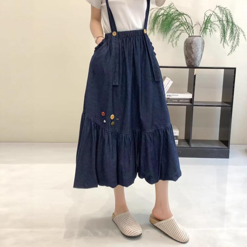 スカート 女性用 春夏 コットン デニム 背広 ロング丈 ゆったりシルエット 百搭 スリム効果 大きいサイズ ミディ丈 ハーフスカート Aライン フレアスカート 普段使い 軽量 伸縮性 ハイウエスト カジュアルスタイル ブルー系