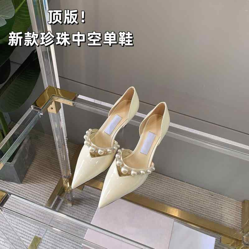 華燭の典シューズ レディース ハイヒール パンプス 白いこと ポインテッドトゥ パールかざり付ける ホロー フレンチ表現スタイル 窈窕たる 華燭の典用 痛いところコーデ 女子らしい