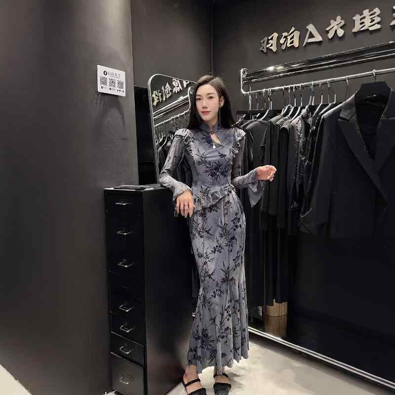 プルオーバー レディース 中国風 照明ランプ色つや 不規則さラッフルエッジ 呼びりん衣袂 パフ衣袂 春夏 トップス 心地よい 表現スタイル 口さかしい 影ぼうし 亭主もちらしい