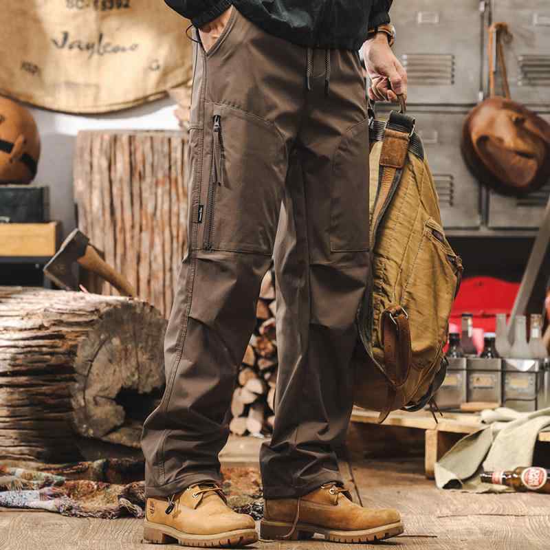 メンズ カーゴパンツ レトロ アメリカン 表現スタイル 引っ切りない レッグ 秋 アウトドア 役立つこと性 耐久 軽さ 多隠し 心地よい 普段使い走り ロングズボン下
